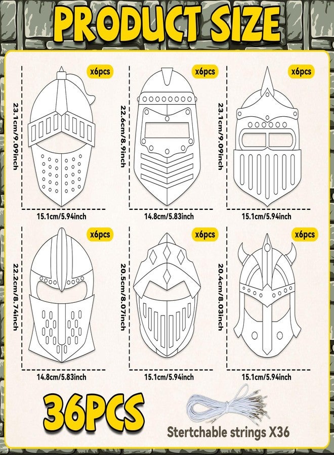 Lonfliness 36 Set Medieval Knight Armor Coloring Mask Craft for Kids Color Your Own Paper DIY Kit Religious Bible Armor of God Knight Mask Crafts Helmet of Salvation Craft for Fun Home Activities Party Supplies - Image 2